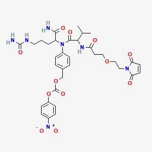 [4-[[1-Amino-5-(carbamoylamino)-1-oxopentan-2-yl]-[2-[3-[2-(2,5-dioxopyrrol-1-yl)ethoxy]propanoylamino]-3-methylbutanoyl]amino]phenyl]methyl (4-nitrophenyl) carbonate