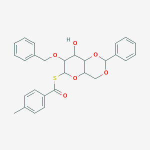 molecular formula C28H28O6S B15127517 4-Toluoyl-2-O-benzyl-4,6-O-benzylidene-a-D-thiomannopyranoside 