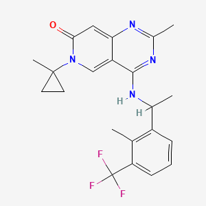 molecular formula C22H23F3N4O B15127799 2-Methyl-6-(1-methylcyclopropyl)-4-[1-[2-methyl-3-(trifluoromethyl)phenyl]ethylamino]pyrido[4,3-d]pyrimidin-7-one 