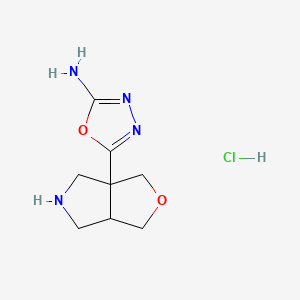 molecular formula C8H13ClN4O2 B15127805 5-(1,3,4,5,6,6a-Hexahydrofuro[3,4-c]pyrrol-3a-yl)-1,3,4-oxadiazol-2-amine;hydrochloride 