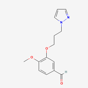 molecular formula C14H16N2O3 B15127808 3-(3-(1H-pyrazol-1-yl)propoxy)-4-methoxybenzaldehyde 