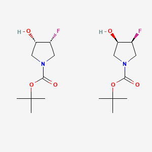 molecular formula C18H32F2N2O6 B15127888 tert-butyl (3S,4R)-3-fluoro-4-hydroxypyrrolidine-1-carboxylate;tert-butyl (3R,4S)-3-fluoro-4-hydroxypyrrolidine-1-carboxylate 