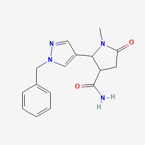 molecular formula C16H18N4O2 B15127993 2-(1-Benzyl-1H-pyrazol-4-yl)-1-methyl-5-oxopyrrolidine-3-carboxamide 