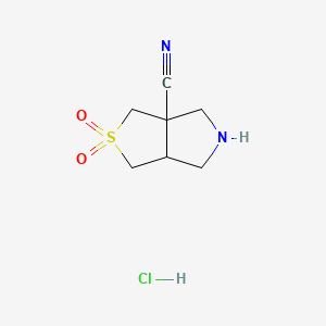 rac-(3aR,6aR)-2,2-dioxo-hexahydro-1H-2lambda6-thieno[3,4-c]pyrrole-3a-carbonitrile hydrochloride, cis