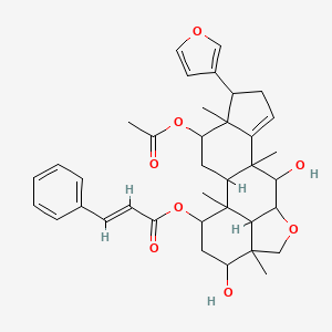 molecular formula C37H44O8 B15128019 [4-acetyloxy-6-(furan-3-yl)-11,16-dihydroxy-1,5,10,15-tetramethyl-13-oxapentacyclo[10.6.1.02,10.05,9.015,19]nonadec-8-en-18-yl] (E)-3-phenylprop-2-enoate 