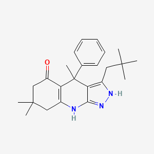 molecular formula C24H31N3O B15128023 3-(2,2-dimethylpropyl)-4,7,7-trimethyl-4-phenyl-2,6,8,9-tetrahydropyrazolo[3,4-b]quinolin-5-one 