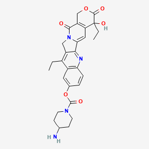 molecular formula C28H30N4O6 B15128120 (10,19-Diethyl-19-hydroxy-14,18-dioxo-17-oxa-3,13-diazapentacyclo[11.8.0.02,11.04,9.015,20]henicosa-1(21),2,4(9),5,7,10,15(20)-heptaen-7-yl) 4-aminopiperidine-1-carboxylate 