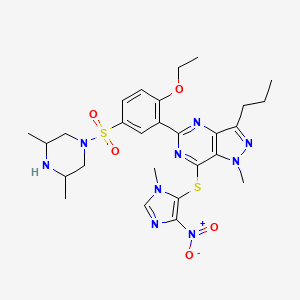 5-[5-(3,5-Dimethylpiperazin-1-yl)sulfonyl-2-ethoxyphenyl]-1-methyl-7-(3-methyl-5-nitroimidazol-4-yl)sulfanyl-3-propylpyrazolo[4,3-d]pyrimidine