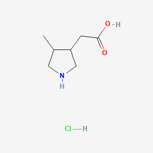 molecular formula C7H14ClNO2 B15128198 rac-2-[(3R,4R)-4-methylpyrrolidin-3-yl]acetic acid hydrochloride, trans 