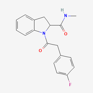 molecular formula C18H17FN2O2 B15128236 1-[2-(4-Fluorophenyl)acetyl]-N-methyl-2,3-dihydro-1H-indole-2-carboxamide 