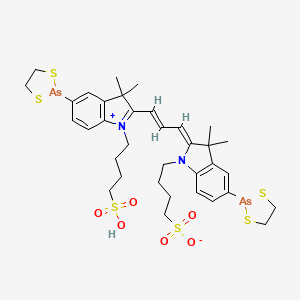 molecular formula C35H46As2N2O6S6 B15128251 4-[(2Z)-5-(1,3,2-dithiarsolan-2-yl)-2-[(E)-3-[5-(1,3,2-dithiarsolan-2-yl)-3,3-dimethyl-1-(4-sulfobutyl)indol-1-ium-2-yl]prop-2-enylidene]-3,3-dimethylindol-1-yl]butane-1-sulfonate 