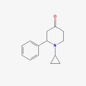 molecular formula C14H17NO B15128442 1-Cyclopropyl-2-phenylpiperidin-4-one 