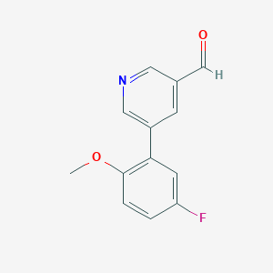 molecular formula C13H10FNO2 B15128458 5-(5-Fluoro-2-methoxyphenyl)pyridine-3-carbaldehyde 