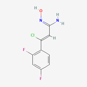 molecular formula C9H7ClF2N2O B15128459 3-Chloro-3-(2,4-difluorophenyl)-N'-hydroxyprop-2-enimidamide 