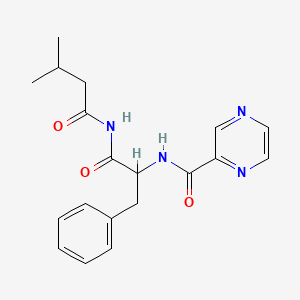 molecular formula C19H22N4O3 B15128507 (2S)-N-(3-methylbutanoyl)-3-phenyl-2-[(pyrazin-2-yl)formamido]propanamide 