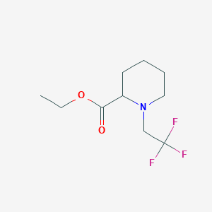 molecular formula C10H16F3NO2 B15128620 rac-ethyl (2R)-1-(2,2,2-trifluoroethyl)piperidine-2-carboxylate 