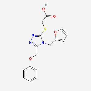 molecular formula C16H15N3O4S B15128750 2-{[4-(furan-2-ylmethyl)-5-(phenoxymethyl)-4H-1,2,4-triazol-3-yl]sulfanyl}acetic acid 