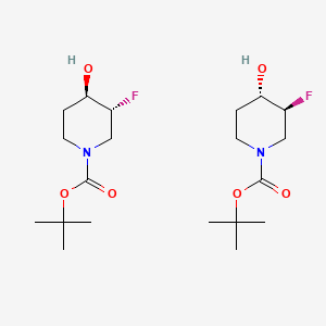 molecular formula C20H36F2N2O6 B15128951 tert-butyl (3R,4R)-3-fluoro-4-hydroxypiperidine-1-carboxylate; tert-butyl (3S,4S)-3-fluoro-4-hydroxypiperidine-1-carboxylate 