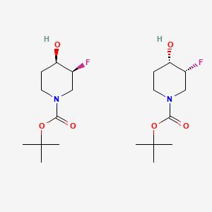 molecular formula C20H36F2N2O6 B15129013 tert-butyl (3R,4S)-3-fluoro-4-hydroxypiperidine-1-carboxylate; tert-butyl (3S,4R)-3-fluoro-4-hydroxypiperidine-1-carboxylate 