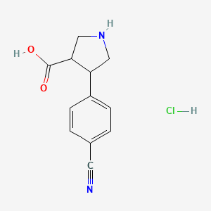 molecular formula C12H13ClN2O2 B15129034 4-(4-Cyanophenyl)pyrrolidine-3-carboxylic acid;hydrochloride 