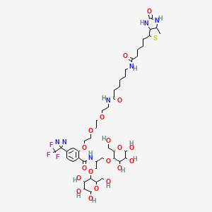 molecular formula C46H70F3N7O19S B15129093 N-[2-[2-[2-[(N-Biotinyl-caproylamino)-ethoxy)ethoxyl]-4-[2-(trifluoromethyl)-3H-diazirin-3-yl]benzoyl]-1,3-bis(mannopyranosyl-4-yloxy)-2-propylamine 