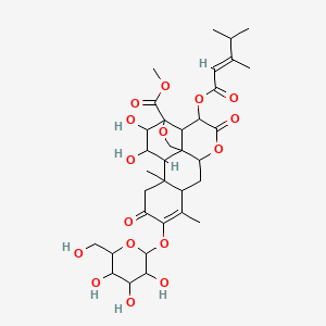 methyl 3-[(E)-3,4-dimethylpent-2-enoyl]oxy-15,16-dihydroxy-9,13-dimethyl-4,11-dioxo-10-[3,4,5-trihydroxy-6-(hydroxymethyl)oxan-2-yl]oxy-5,18-dioxapentacyclo[12.5.0.01,6.02,17.08,13]nonadec-9-ene-17-carboxylate