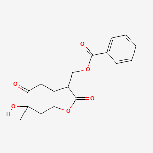 molecular formula C17H18O6 B15129166 (6-hydroxy-6-methyl-2,5-dioxo-3a,4,7,7a-tetrahydro-3H-1-benzofuran-3-yl)methyl benzoate 