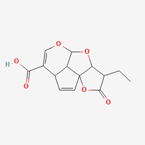 molecular formula C14H14O6 B15129196 11-Ethyl-12-oxo-7,9,13-trioxatetracyclo[6.5.1.01,10.04,14]tetradeca-2,5-diene-5-carboxylic acid 