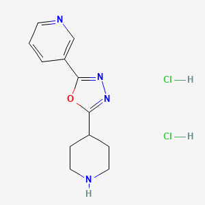 molecular formula C12H16Cl2N4O B15129282 3-(5-Piperidin-4-yl-[1,3,4]oxadiazol-2-yl)-pyridine 