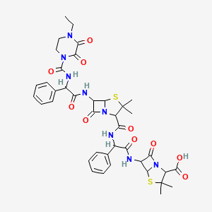 molecular formula C39H44N8O10S2 B15129308 6-[[2-[[6-[[2-[(4-ethyl-2,3-dioxopiperazine-1-carbonyl)amino]-2-phenylacetyl]amino]-3,3-dimethyl-7-oxo-4-thia-1-azabicyclo[3.2.0]heptane-2-carbonyl]amino]-2-phenylacetyl]amino]-3,3-dimethyl-7-oxo-4-thia-1-azabicyclo[3.2.0]heptane-2-carboxylic acid 