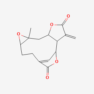 molecular formula C15H16O5 B15129350 8-Methyl-3-methylidene-5,9,15-trioxatetracyclo[11.2.1.02,6.08,10]hexadec-13(16)-ene-4,14-dione 