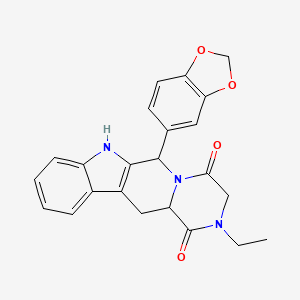 molecular formula C23H21N3O4 B15129377 2-(1,3-Benzodioxol-5-yl)-6-ethyl-3,6,17-triazatetracyclo[8.7.0.03,8.011,16]heptadeca-1(10),11,13,15-tetraene-4,7-dione 