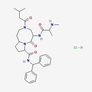 molecular formula C32H44ClN5O4 B15129513 (5S,8S,10aR)-N-(Diphenylmethyl)decahydro-5-[[(2S)-2-(methylamino)-1-oxopropyl]amino]-3-(3-methyl-1-oxobutyl)-6-oxo-pyrrolo[1,2-a][1,5]diazocine-8-carboxamide hydrochloride 