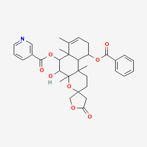 (10-benzoyloxy-5-hydroxy-4a,6a,7,10b-tetramethyl-2'-oxospiro[2,5,6,9,10,10a-hexahydro-1H-benzo[f]chromene-3,4'-oxolane]-6-yl) pyridine-3-carboxylate