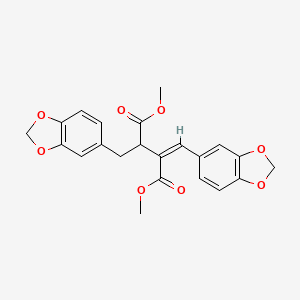 molecular formula C22H20O8 B15129555 dimethyl (3Z)-2-(1,3-benzodioxol-5-ylmethyl)-3-(1,3-benzodioxol-5-ylmethylidene)butanedioate 