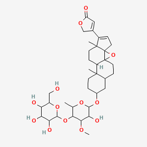 molecular formula C36H52O13 B15129572 3-[14-[3-hydroxy-4-methoxy-6-methyl-5-[3,4,5-trihydroxy-6-(hydroxymethyl)oxan-2-yl]oxyoxan-2-yl]oxy-7,11-dimethyl-2-oxapentacyclo[8.8.0.01,3.03,7.011,16]octadec-5-en-6-yl]-2H-furan-5-one 