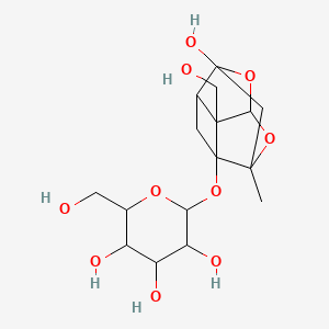 molecular formula C16H24O10 B15129590 2-[[6-Hydroxy-2-(hydroxymethyl)-8-methyl-9,10-dioxatetracyclo[4.3.1.02,5.03,8]decan-3-yl]oxy]-6-(hydroxymethyl)oxane-3,4,5-triol 