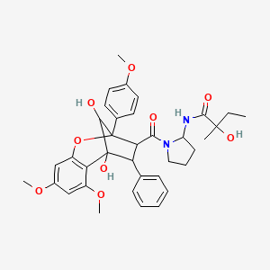 molecular formula C36H42N2O9 B15129620 N-[1-[1,12-dihydroxy-3,5-dimethoxy-9-(4-methoxyphenyl)-11-phenyl-8-oxatricyclo[7.2.1.02,7]dodeca-2(7),3,5-triene-10-carbonyl]pyrrolidin-2-yl]-2-hydroxy-2-methylbutanamide 