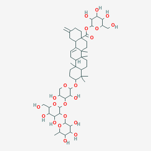 3,4,5-Trihydroxy-6-(hydroxymethyl)oxan-2-yl 10-[(4-{[4,5-dihydroxy-6-(hydroxymethyl)-3-[(3,4,5-trihydroxy-6-methyloxan-2-yl)oxy]oxan-2-yl]oxy}-3,5-dihydroxyoxan-2-yl)oxy]-6a,6b,9,9,12a-pentamethyl-2-methylidene-1,3,4,5,6,7,8,8a,10,11,12,12b,13,14b-tetradecahydropicene-4a-carboxylate