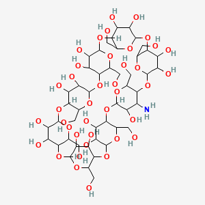 molecular formula C48H81NO39 B15130002 55-Amino-5,10,15,20,25,30,35,40-octakis(hydroxymethyl)-2,4,7,9,12,14,17,19,22,24,27,29,32,34,37,39-hexadecaoxanonacyclo[36.2.2.23,6.28,11.213,16.218,21.223,26.228,31.233,36]hexapentacontane-41,42,43,44,45,46,47,48,49,50,51,52,53,54,56-pentadecol 