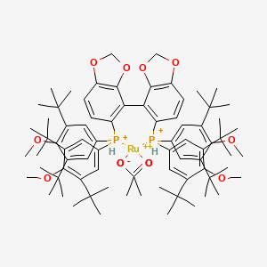 molecular formula C78H108O12P2Ru+2 B15130141 Diacetato{(R)-(-)-5,5'-bis[di(3,5-di-t-butyl-4-methoxyphenyl)phosphino]-4,4'-bi-1,3-benzodioxole}ruthenium(II) 