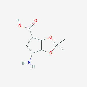 molecular formula C9H15NO4 B15130268 (1S,3R,4S,6R)-N-Boc-6-amino-2,2-dimethyltetrahydrocyclopenta[1.3]dioxole-4-carb acid 