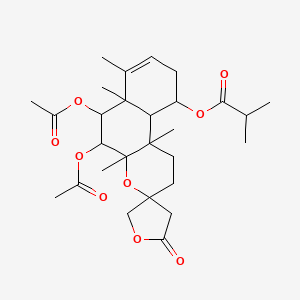 (5,6-diacetyloxy-4a,6a,7,10b-tetramethyl-2'-oxospiro[2,5,6,9,10,10a-hexahydro-1H-benzo[f]chromene-3,4'-oxolane]-10-yl) 2-methylpropanoate