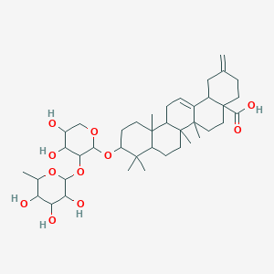 molecular formula C40H62O11 B15130339 10-[4,5-Dihydroxy-3-(3,4,5-trihydroxy-6-methyloxan-2-yl)oxyoxan-2-yl]oxy-6a,6b,9,9,12a-pentamethyl-2-methylidene-1,3,4,5,6,6a,7,8,8a,10,11,12,13,14b-tetradecahydropicene-4a-carboxylic acid 