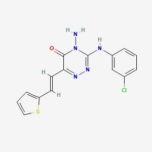 4-amino-3-(3-chloroanilino)-6-[(E)-2-thiophen-2-ylethenyl]-1,2,4-triazin-5-one