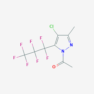 molecular formula C9H6ClF7N2O B15130417 1-Acetyl-4-chloro-5-(heptafluoropropyl)-3-methyl-1H-pyrazole 