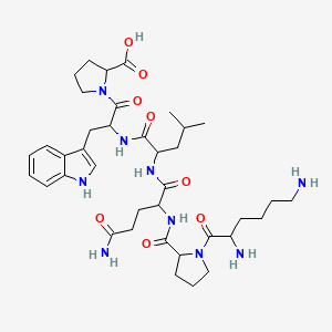 1-[2-[[2-[[5-amino-2-[[1-(2,6-diaminohexanoyl)pyrrolidine-2-carbonyl]amino]-5-oxopentanoyl]amino]-4-methylpentanoyl]amino]-3-(1H-indol-3-yl)propanoyl]pyrrolidine-2-carboxylic acid