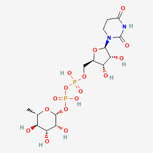 molecular formula C15H26N2O16P2 B15130809 [[(2R,3S,4R,5R)-5-(2,4-dioxo-1,3-diazinan-1-yl)-3,4-dihydroxyoxolan-2-yl]methoxy-hydroxyphosphoryl] [(2R,3R,4R,5R,6S)-3,4,5-trihydroxy-6-methyloxan-2-yl] hydrogen phosphate 