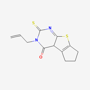 molecular formula C12H12N2OS2 B15130816 4H-Cyclopenta[4,5]thieno[2,3-d]pyrimidin-4-one, 1,2,3,5,6,7-hexahydro-3-(2-propen-1-yl)-2-thioxo- 