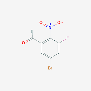 molecular formula C7H3BrFNO3 B15130923 5-Bromo-3-fluoro-2-nitrobenzaldehyde 